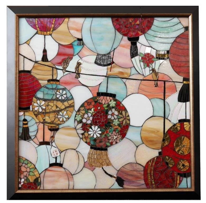 イタリア直輸入　イタリア製　『ミモザ』　ゴールドレッド額絵　前面ガラス張り Contemporary Glass Mosaics from the Minnesota Mosaic Guild — Foci